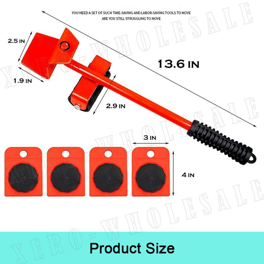 5 PCS Furniture Lifter Heavy Roller Move Tool Set Moving Wheel Mover