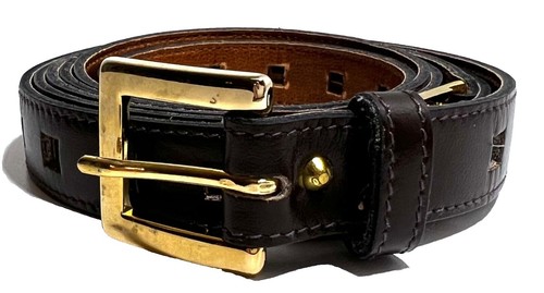 Anne Klein for Calderon Black Vintage Belt 80s Black Belt w/ Gold & Square Rhinestone Buckle Anne Klein  main image 2