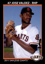 2011 San Jose Giants Grandstand #29 Jose Valdez Dominican Republic Baseball Card