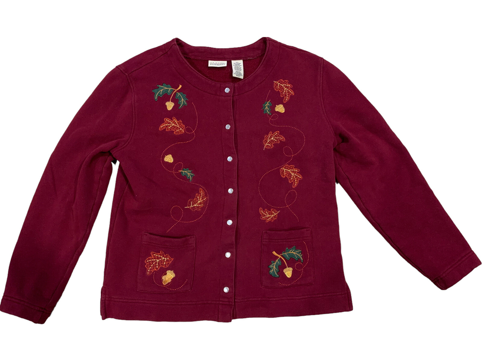 Classic Elements Burgandy Button Cardigan Multico… - image 1