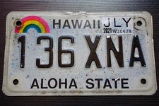 HAWAII MOTORCYCLE LICENSE PLATE RAINBOW 🌈 ALOHA STATE #136XNA *EXPIRED* 7×4