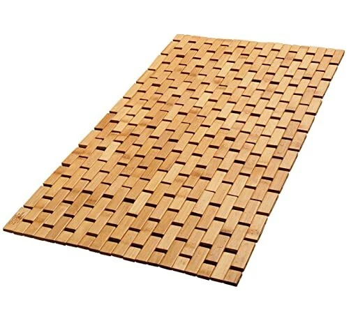 BATH MAT Natural Bamboo Wood Rubber Padded Bottom Foldable Long 18x34  ZPIRATES