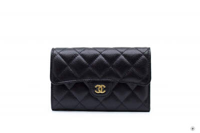 シャネル　AP0232 Y01864キャビアスキンウォレットC3906 NEW Chanel AP0232 Y01864 Classic Flap Wallet Black / C3906