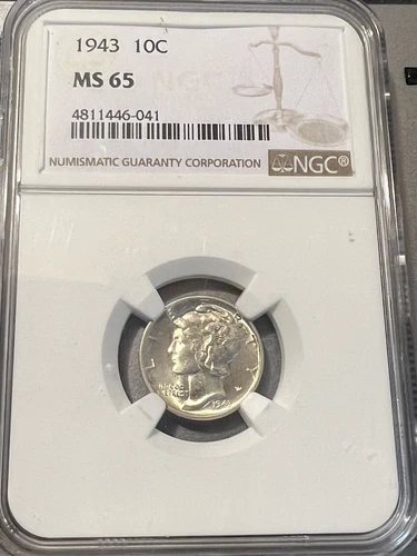 1944-P  Mercury SILVER Dime —  NGC  MS65  Certified Genuine Coin