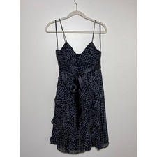 Eliza J New York Polka Dot Ruffle Tiered Cocktail Dress Grey Black Size 6