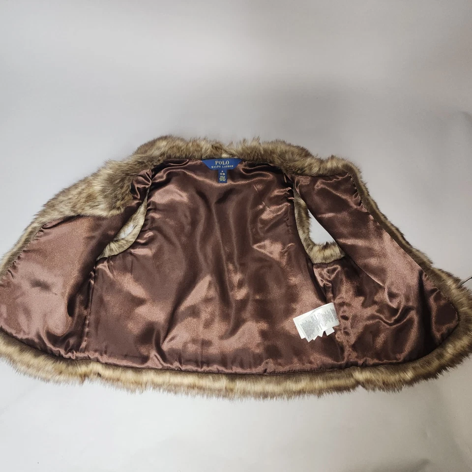 Chaleco Polo Ralph Lauren para mujer de piel sintética marrón recortado talla M (8-10) Foto 4 de 4