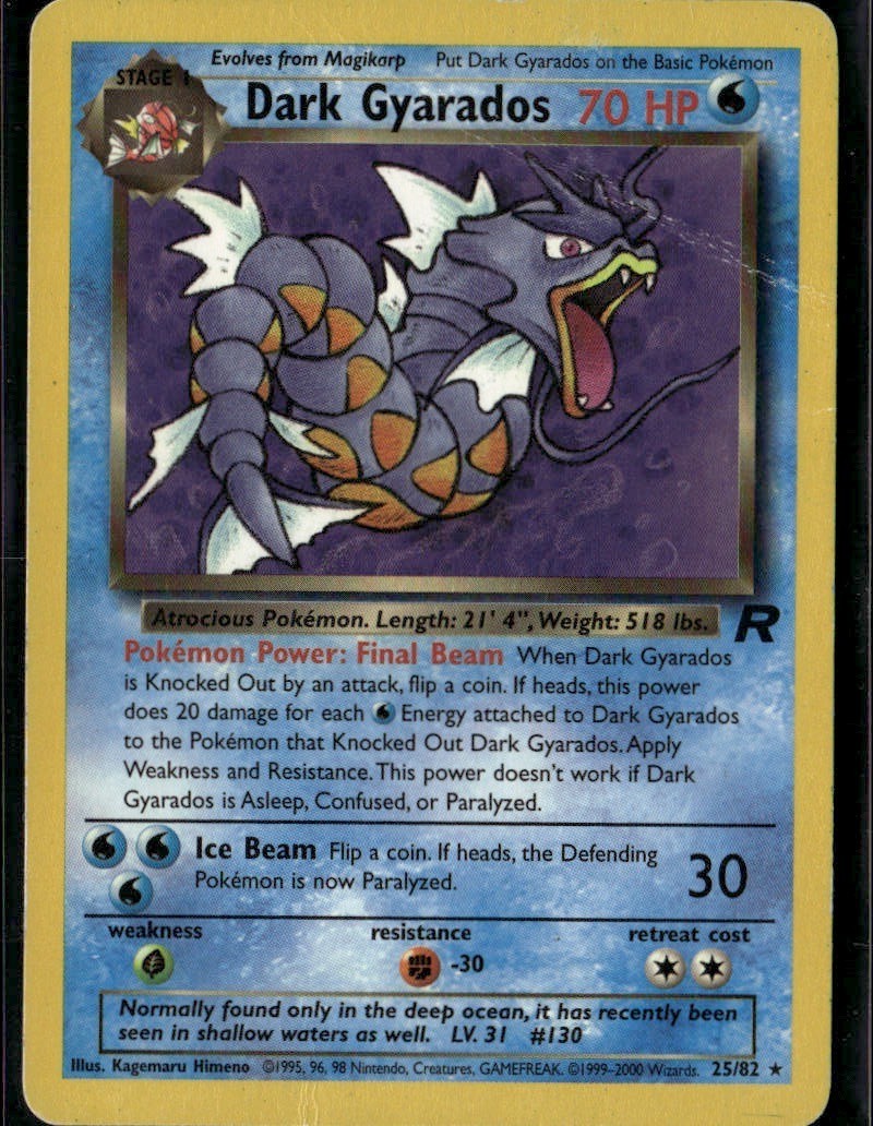 Dark Gyarados 25 Rare Team Rocket 25/82 Water Unlimited Pokemon Card