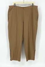 Lands End Brown Women s Pants Sz 1X Pockets Elastic Waist Starfish Straight Leg