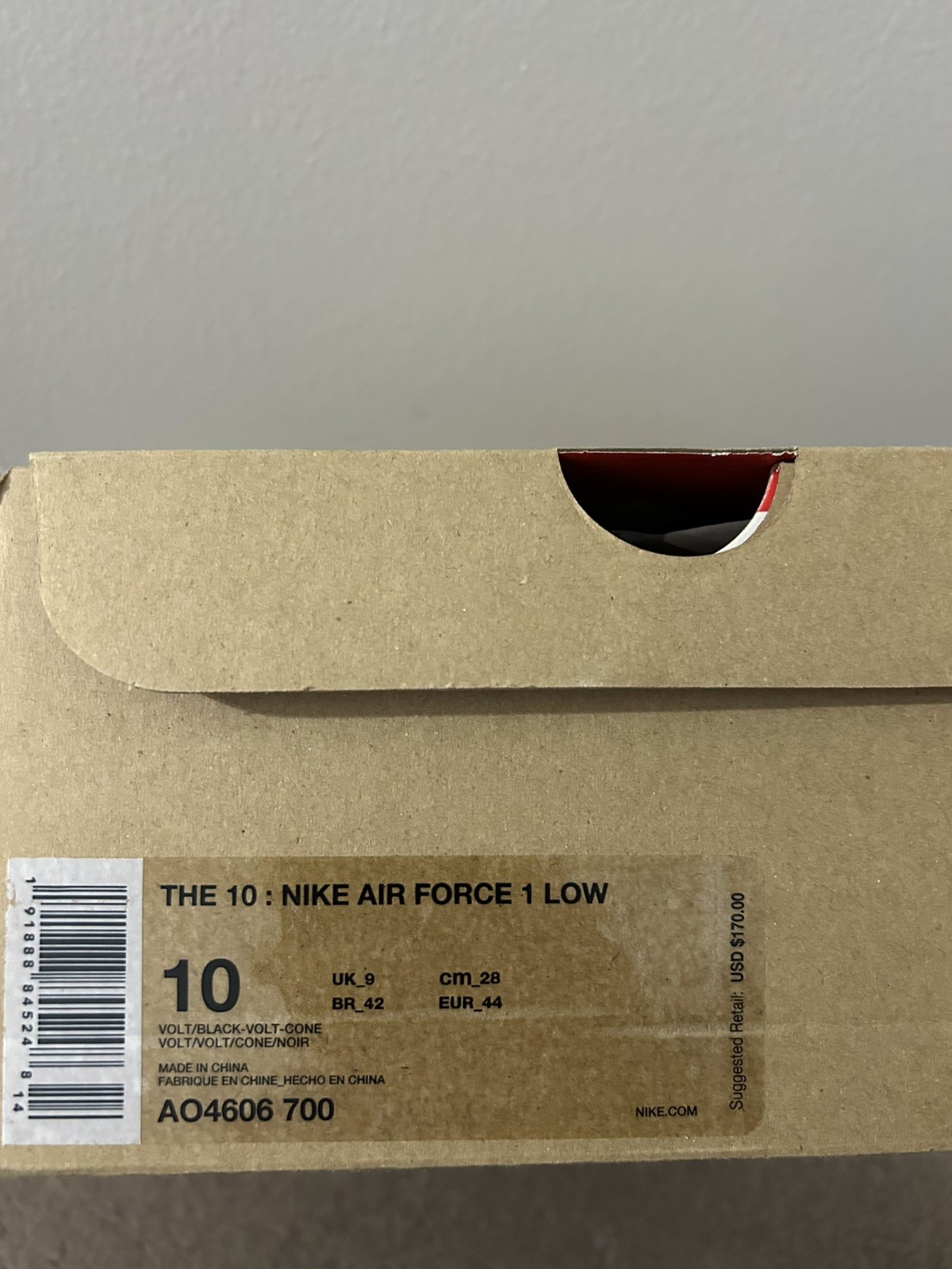 Brand new Nike Air Force 1 Low Off-white Volt black men’s size 10 authentic snkr thumbnail 8