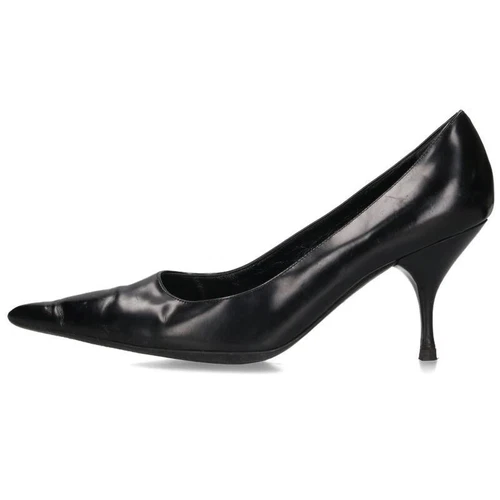 Escarpins PRADA talon cuir noir EU37,5/US7,5 authentiques du Japon