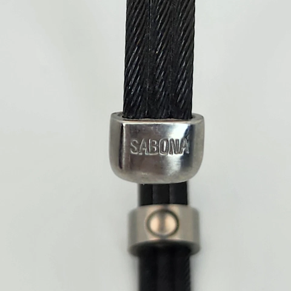 Brazalete Sabona Trio Cable Acero Inoxidable Negro Plata 7 pulgadas Magnético Foto 3 de 4