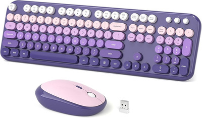 Wireless Keyboard and Mouse Combo, 104 Keys Full Size Typewriter Keyboards and 2
