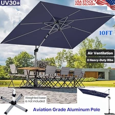 10FT CANTILEVER PATIO UMBRELLA OUTDOOR POOL OFFSET HANGING UMBRELLA 360 ROTATION
