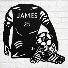 Personalized Soccer Jersey Metal Sign Custom Decor Gift for Soccer Fans