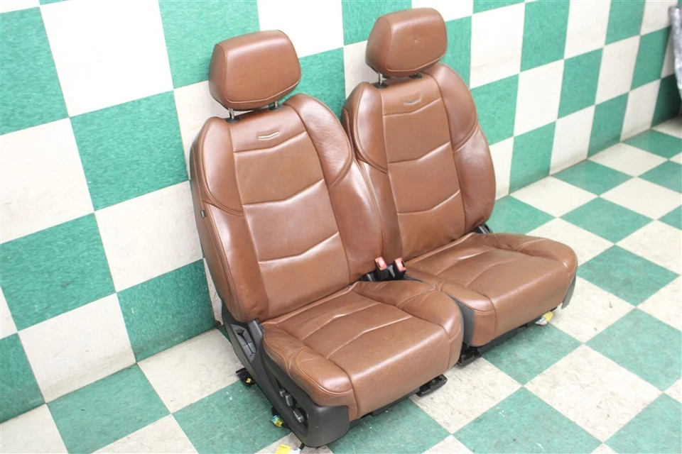 15' *WEAR* ESCALADE Brown Leather Front Heat Cool Lane Keep Power Bucket Seats Foto 3 de 4