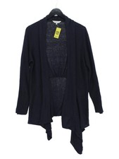 East Damen Strickjacke UK 12 Blau 100% Leinen V-Ausschnitt Cardigan