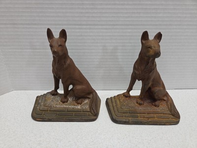 Antique Cast Iron German Shepherd Dog Bookends 5  X 6 