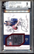 2016 National Treasures Jared Goff - Rookie Laundry Tag Auto /5 - BGS 9 MINT