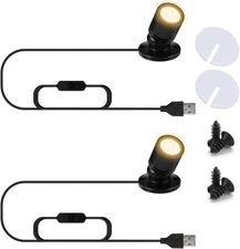 USB Powered Mini Spotlights for Displays 2-Pack – 5V Small 2PACK Warm Light 