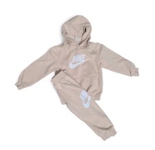 Toddler 4T Nike Swoosh Jogger Set Hooded Sweatshirt Pants 2 Piece Kids Beige