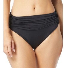 Carmen Marc Valvo Women's Shirred-Waist Bikini Bottoms - Black, Large, 58