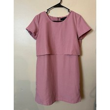 tahari women pink mini dress size 2 xs short sleeve tiered modest dress