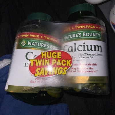 Nature's Bounty Calcium 1200mg 25 mcg 1000 IU Vitamin D3 Twin Pack 240 Softgels