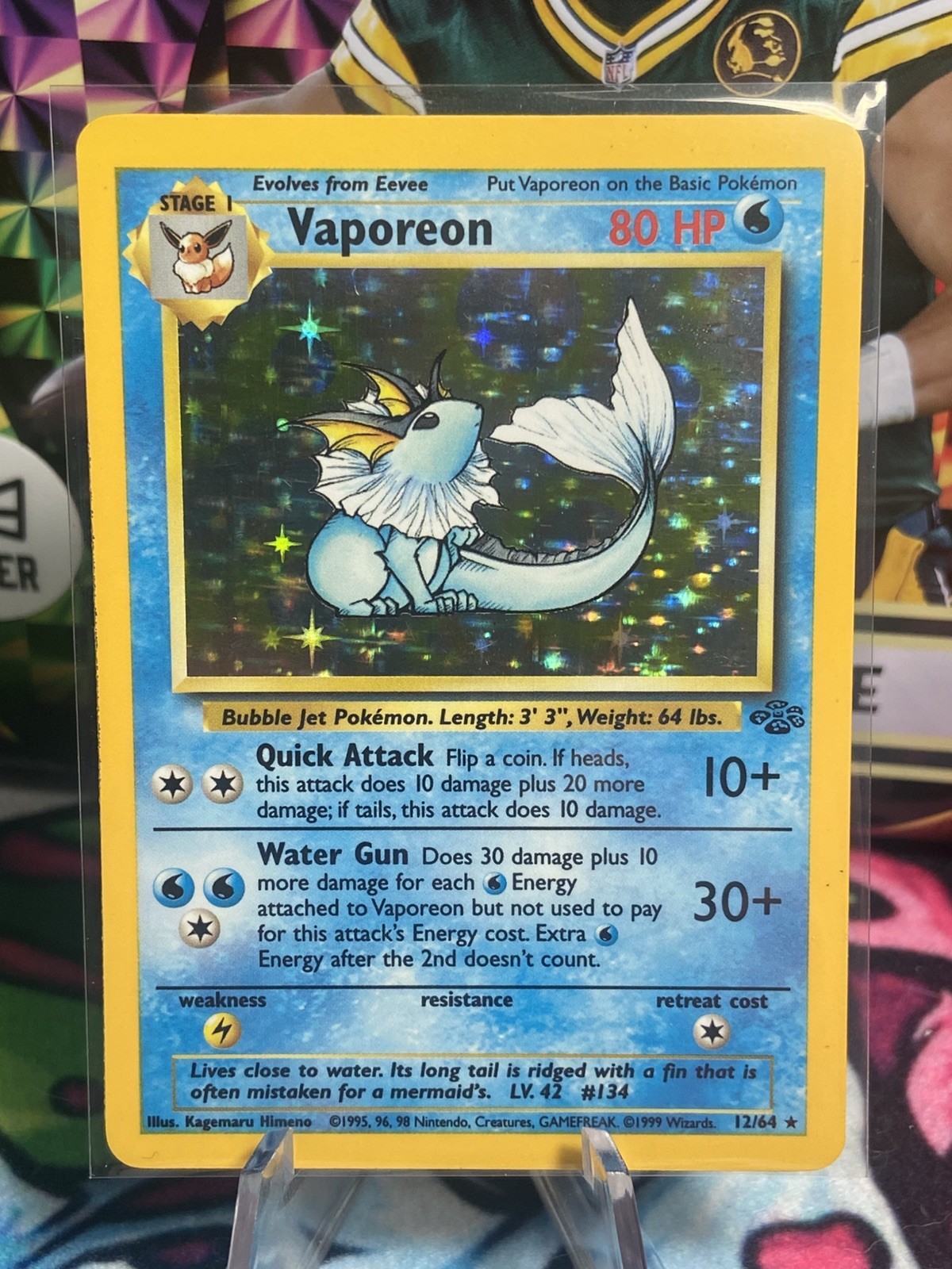Vaporeon 12/64 Jungle Holo Authentic Pokémon Card LP Condition 