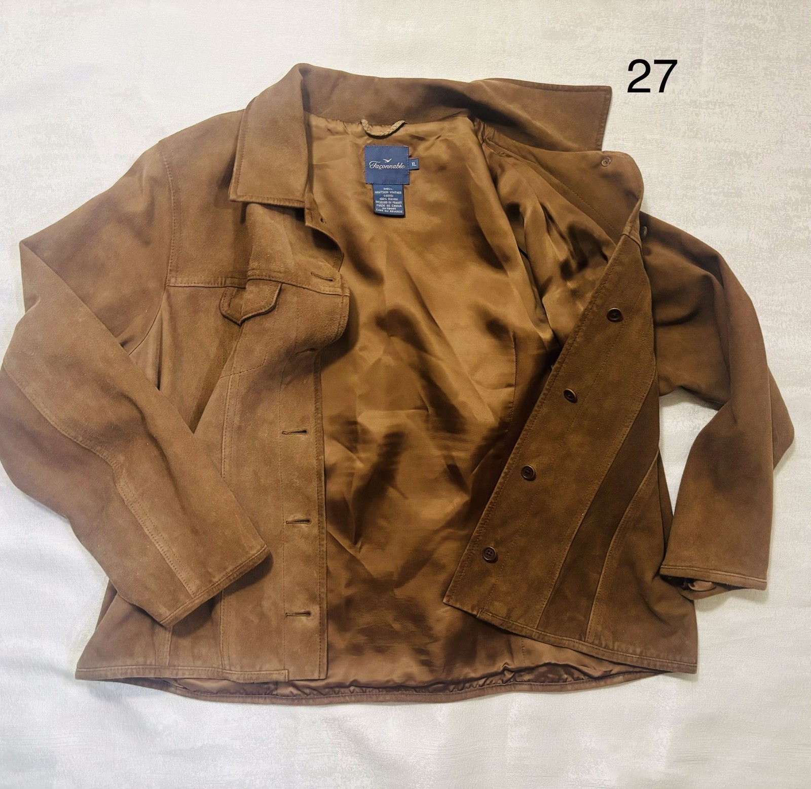 Faconnable Brown Button Front Jacket Pockets Line… - image 8