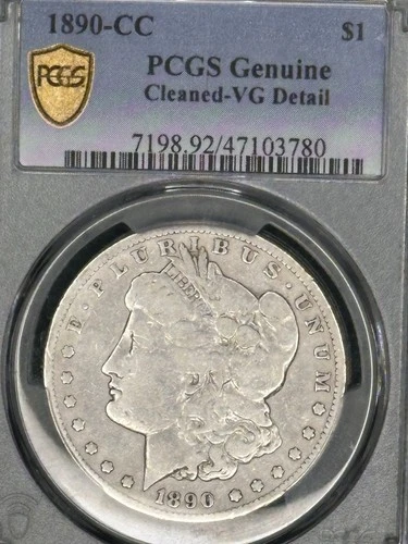 1890-CC Carson City Morgan Silver PCGS Cleaned Very Good Detail