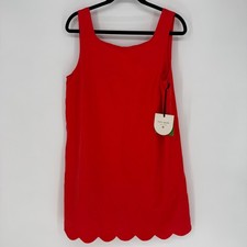 KATE SPADE X TARGET SLEEVELESS RED SHIFT DRESS SCALLOPED HEM NWT MEDIUM