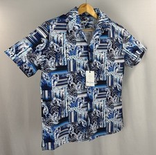 Robert Graham Button-Up Shirt Mens XL Colorful Blue Paisley Flip Cuff Stretch