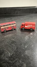 Vntg Corgi Juniors Coca-Cola Leyland Terrier Delivery Truck /Double Decker Bus
