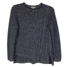 Habitat Clothes To Live In Sweater Asymmetrical Hem Blue Marled Knit Speckle XS