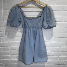Show Me Your Mumu Smitten Babydoll Dress in Sky Blue Size XS Denim Mini Pockets