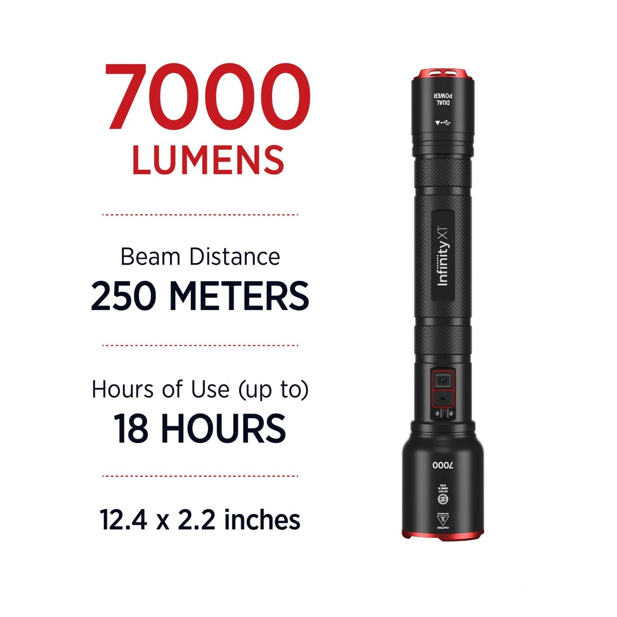Infinity X1 7000L Dual Power Rechargeable LED Flashlight 7000