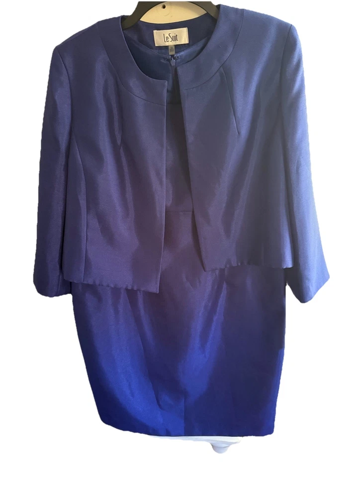 Traje Le Suit Topper Chaqueta y Vaina Vestido Talla 14 Azul Forrado NUEVO con Etiqueta Foto 3 de 4