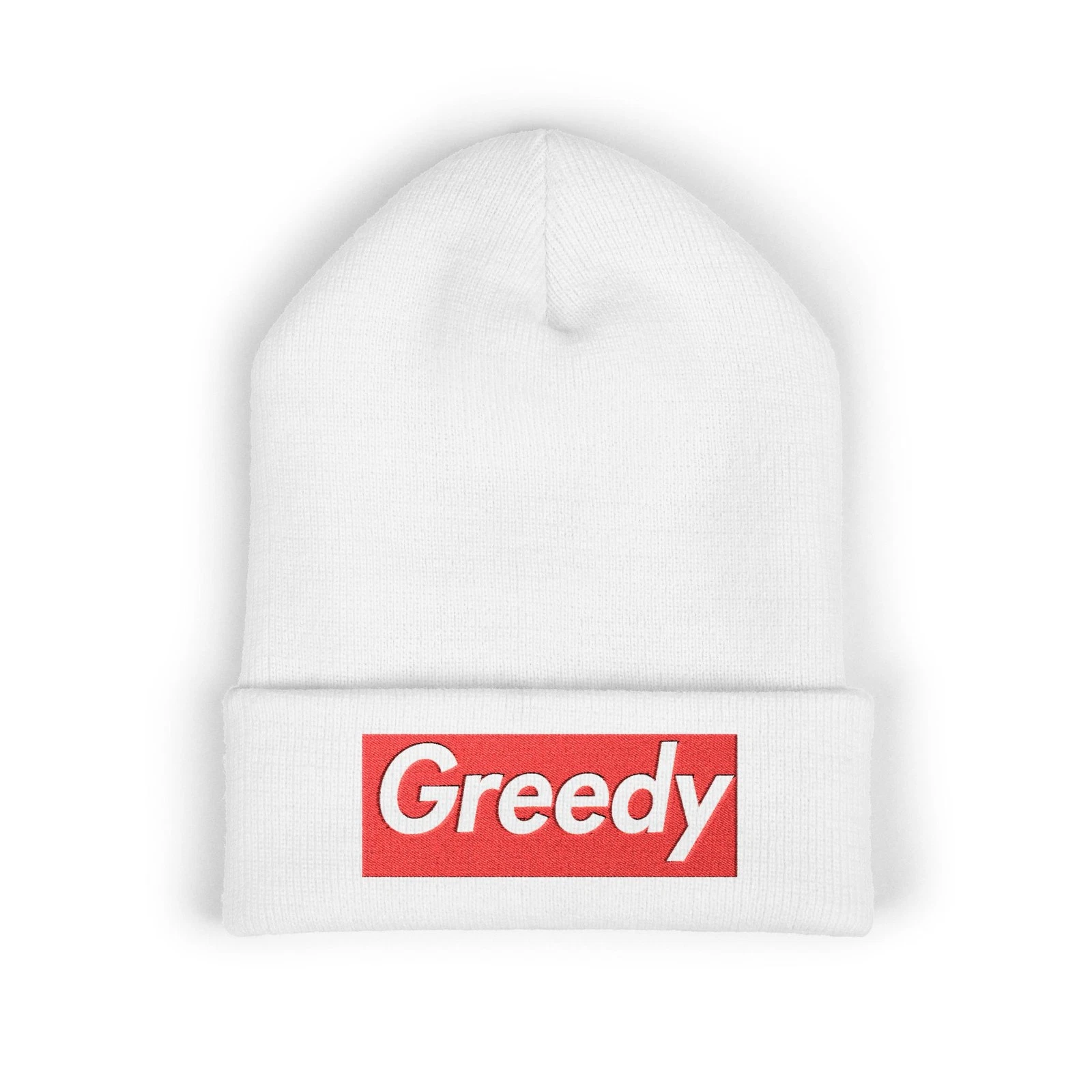 Greedy logo Beanie | Embroidered cuffed knit