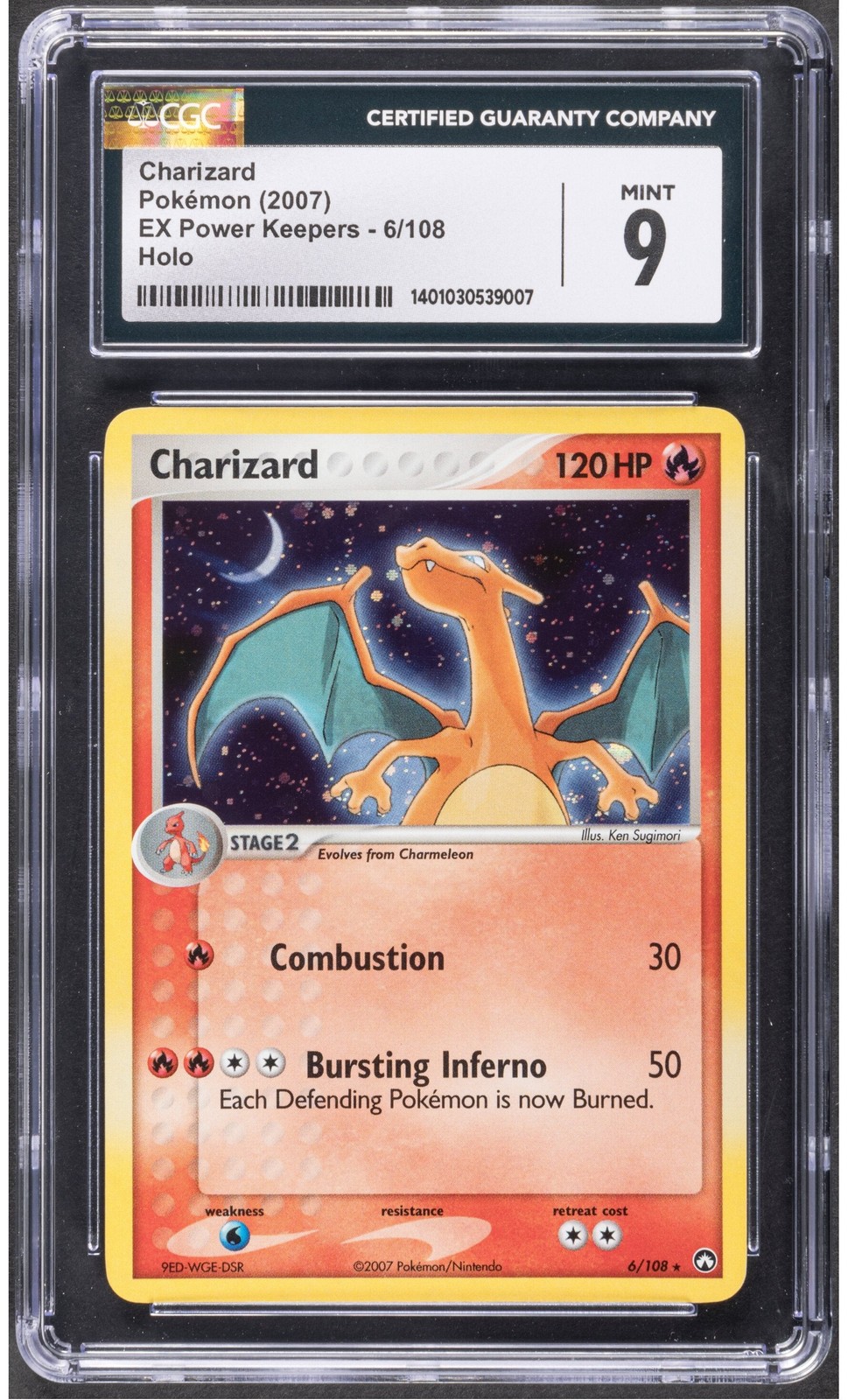 2007 Pokemon Charizard 6 EX Power Keepers Holo CGC 9
