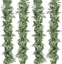 5.9FT Eucalyptus Garland Artificial Vines Fake Greenery Garland with Gypsophila 