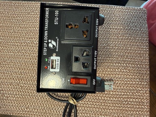 Goldsource STU-100 Step-Up & Down Transformer 110V/220V USB Port Indicator Light