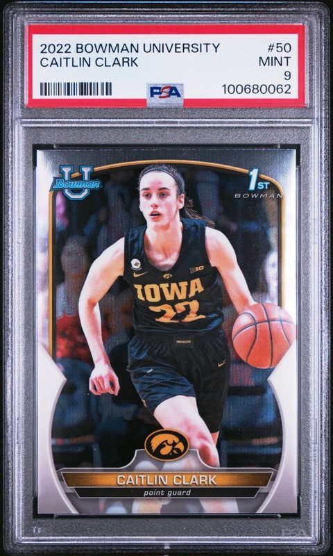 2022 Bowman University Caitlin Clark #50 1st PSA 9