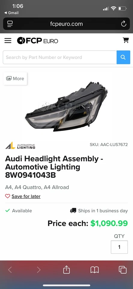 OEM | 2017-2019 Audi A4 S4 faros nuevos (izquierdo/conductor) #8W0941043B Foto 2 de 2