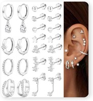 Ohrringe Damen 14K Vergoldet Set Hypoallergen Chirurgenstahl Creolen Huggie