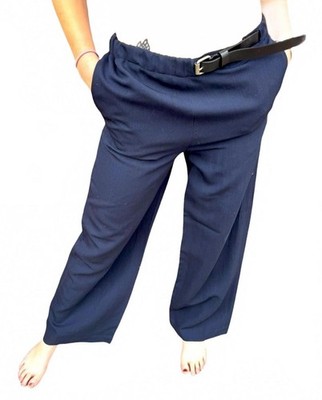 ASPESI Blu Women s Wool Wide Leg Trousers   Midnight Blue   Size 38/M   NWOT
