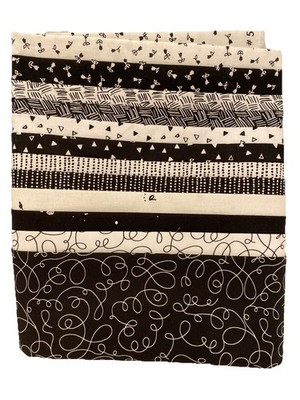 Off the Rails Quilting Bento Box Black/White (12) Fat Quarter Bundle NEW