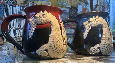 Always Azul Dragon Mug Set Of Two In Excellent Condition Hand Made In Colorado