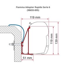 Fiamma Rapido 6 Adaptor Bracket 3.5m Motorhome Fixing Awning Part 350cm
