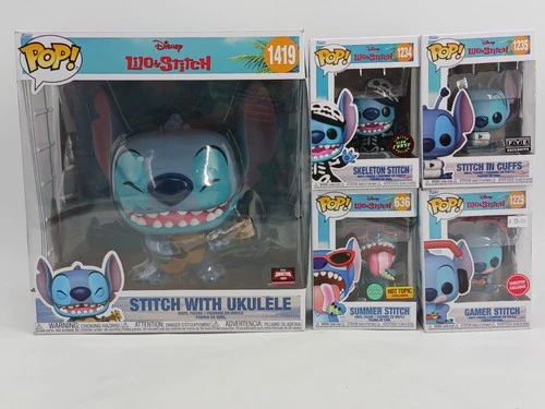 Lot 5 Funko POP Disney Lilo & Stitch Summer 636 Gamer 1229 1234 1235 JUMBO 1419