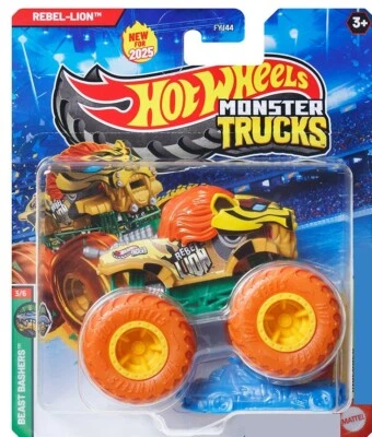 HOT WHEELS - MATTEL REBEL-LION Beast Bashers 3/6 Monster Trucks 1:64 Hot Wheels Auto Truck Die-cast